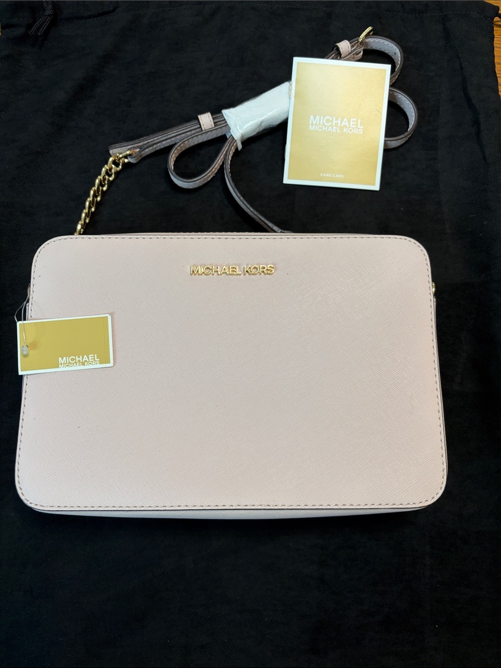 Michael Kors Blush Pink Large Crossbody Leather Bag with Gold Hardware. NWT